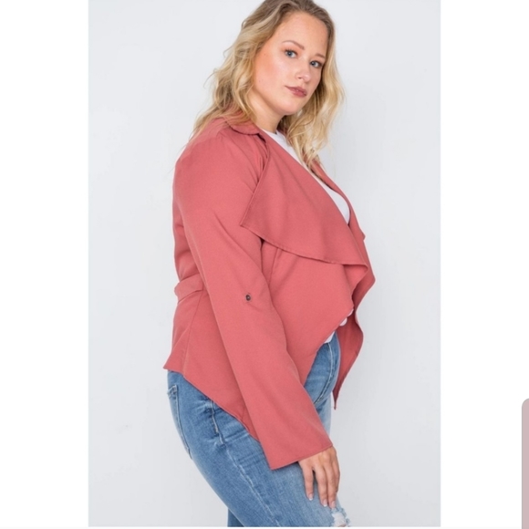 🌹NEW - Mauve Open Front Drape Blazer - Picture 3 of 5